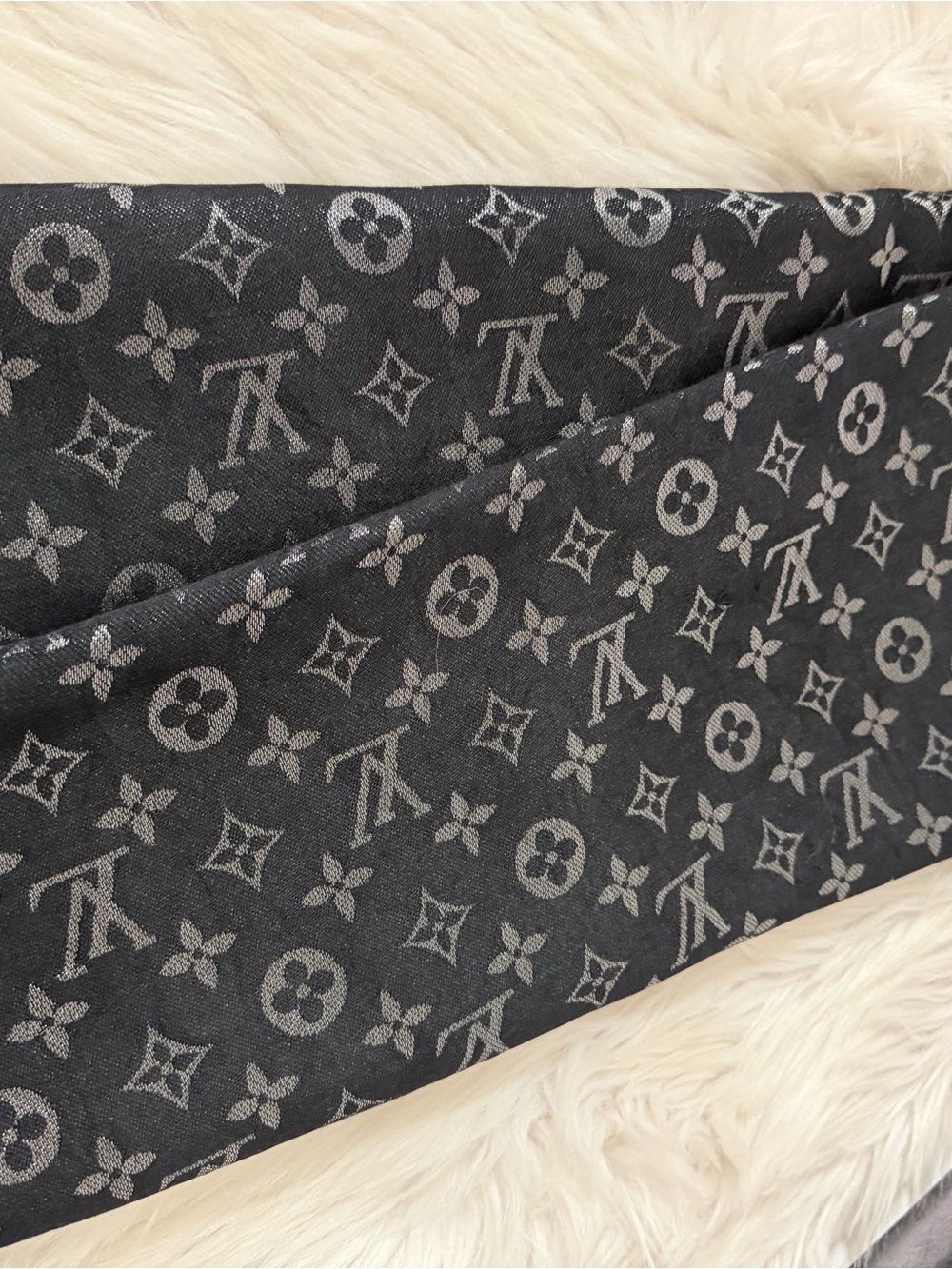 Louis Vuitton Black & Gray Monogram Shawl